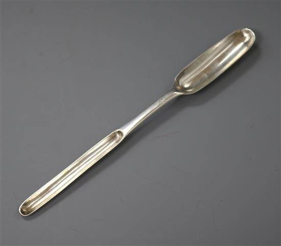 A George III Irish silver marrow scoop, Michael Keating, Dublin circa 1770, 21.5cm.